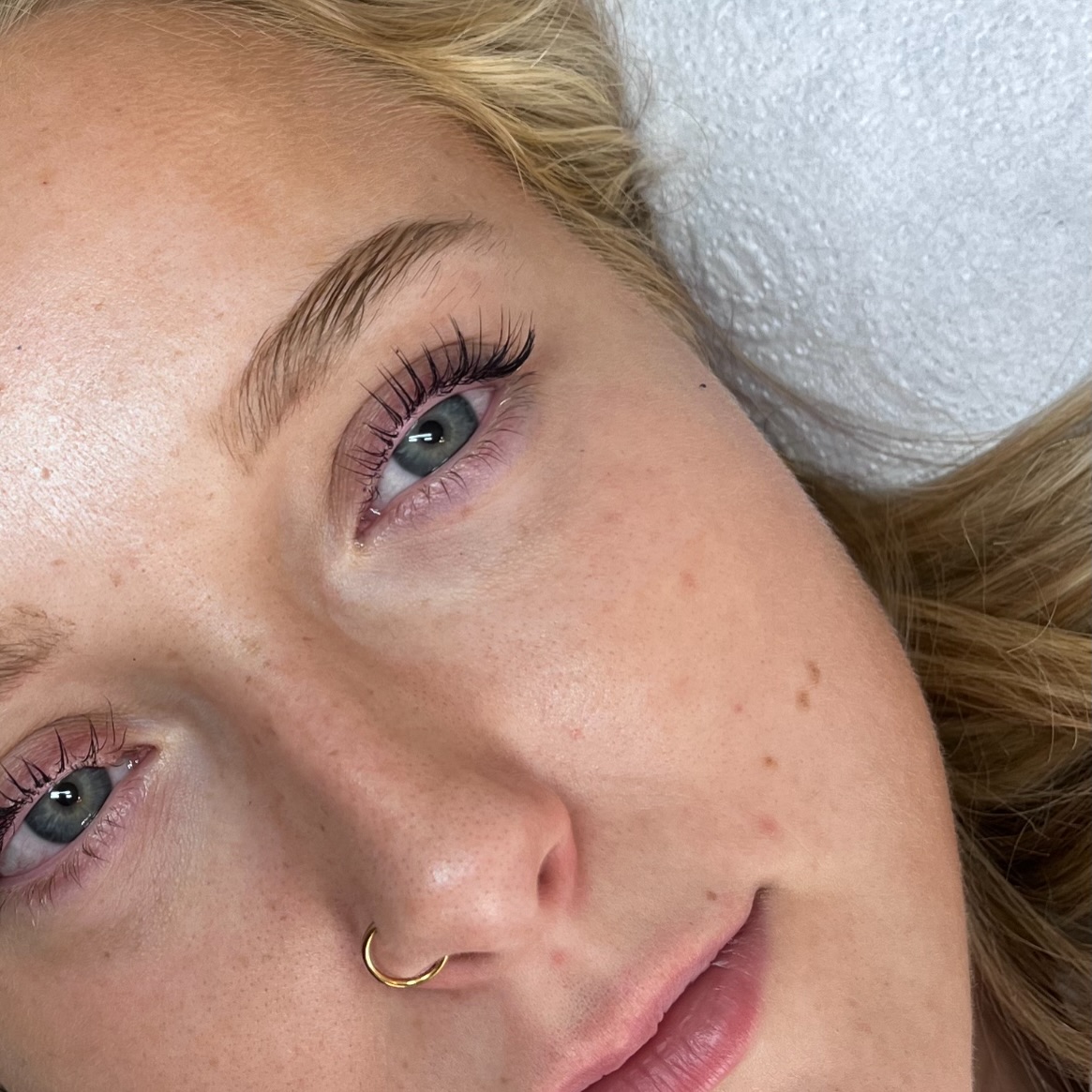 Long, lifted lashes after a Korean lash lift