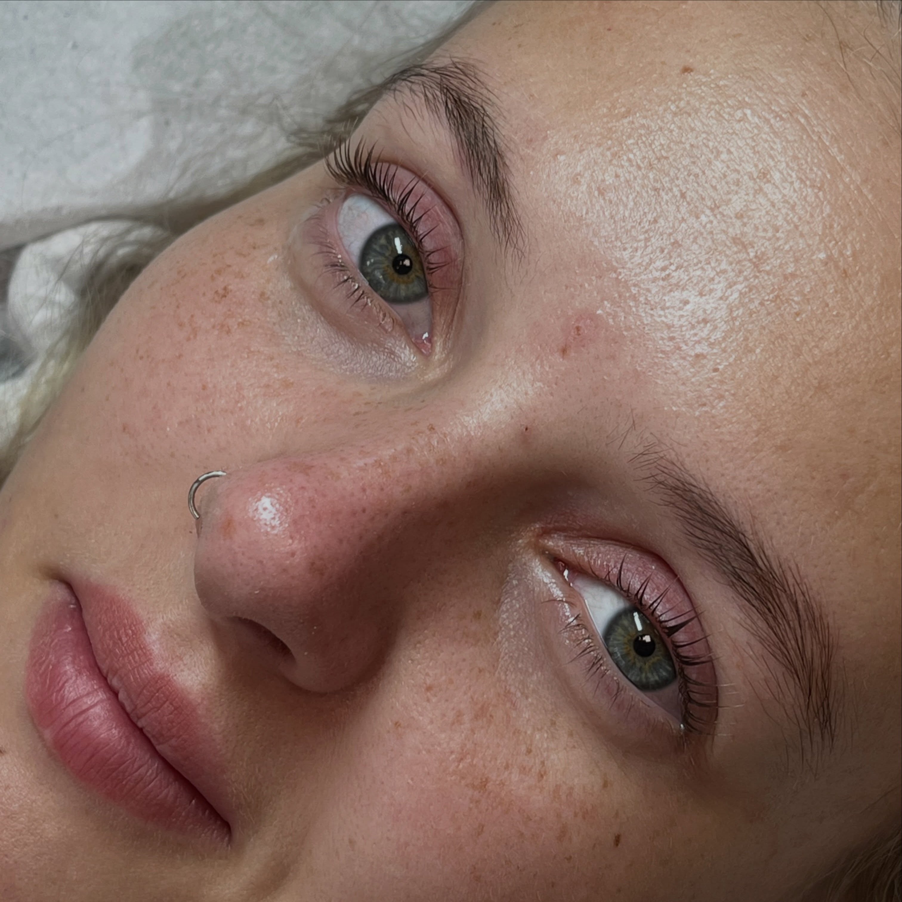 Natural lashes lifted and curled with no tint